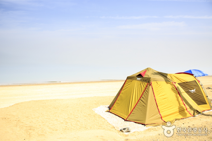 무료 야영 시설이 있어 캠핑족과 가족 여행객에게 인기인 십리포해수욕장