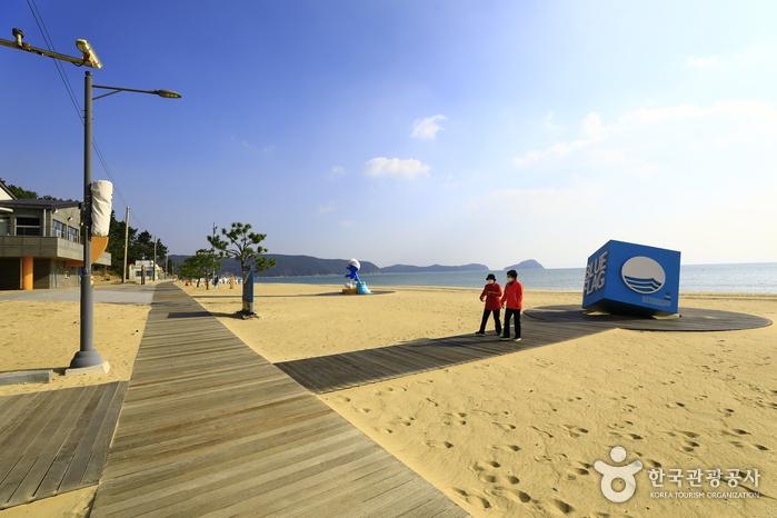 신지명사십리해수욕장 블루플래그 인증 조형물